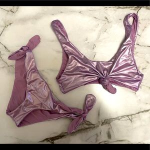 Dolce Vita Metallic Reversible Knotted Bikini Set